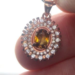 Sphene 1.10ct Rose Gold Finish Solid 925 Sterling Silver Pendant